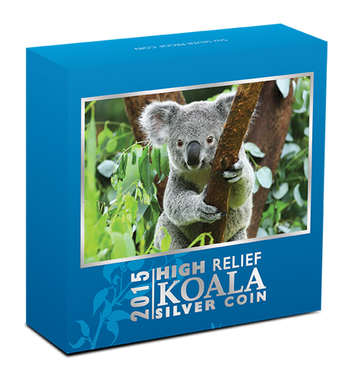 Koala Umverpackung 2015 5 Oz Silber HIgh Relief