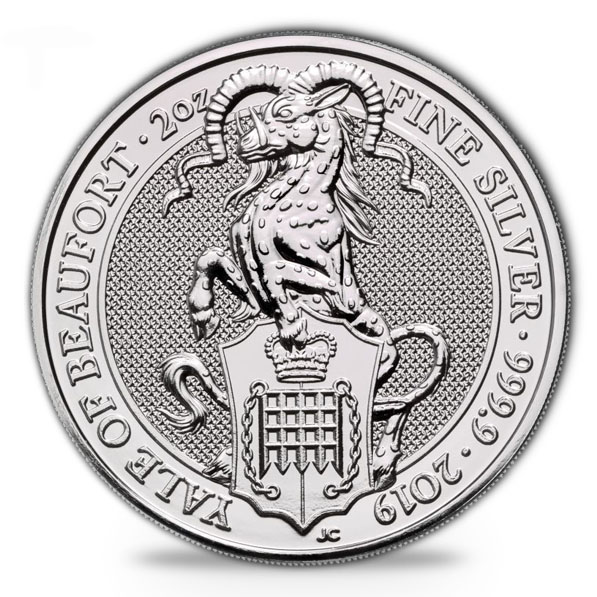 Queens Beasts Yale of Beaufort 2 Unzen Silebrmünze 2019