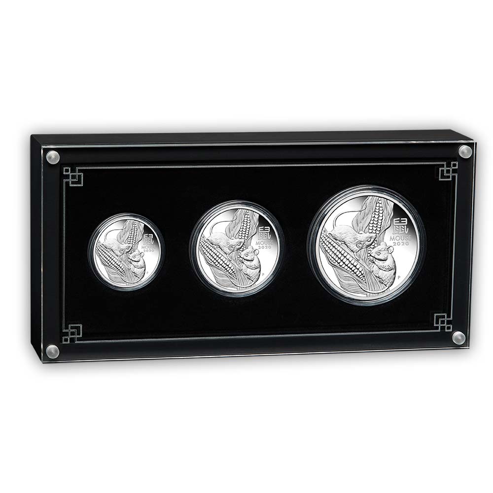 Lunar Maus 3 Three Coin Set Silber Proof 2020