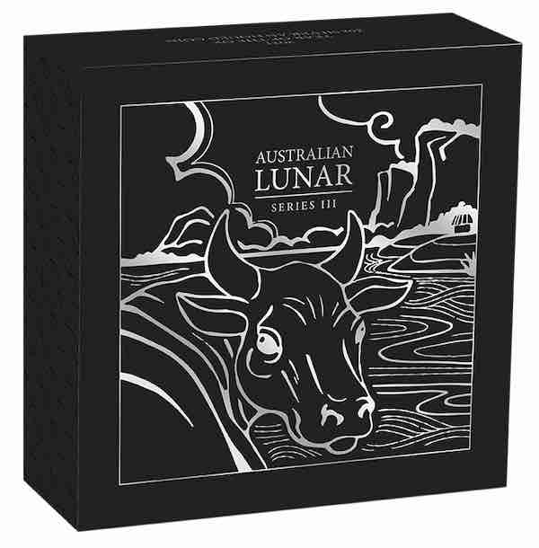 Unverpackung Lunar Ochse 2 Unzen Silber Antik