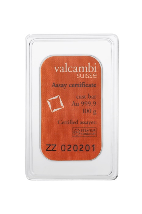Valcambi Goldankauf Erlangen - 100g Goldbarren Details