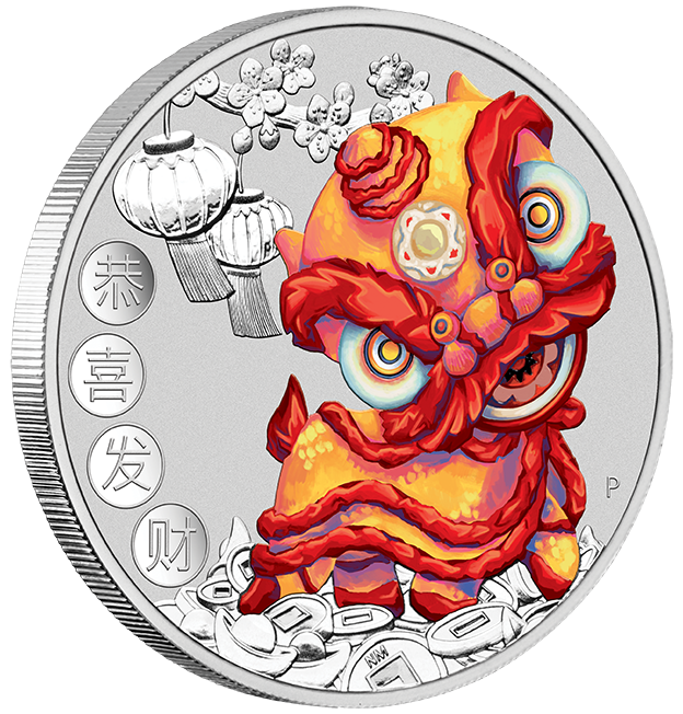 Chinese New Year 1 Oz Silber farbig 2020 + Box + Zertifikat *
