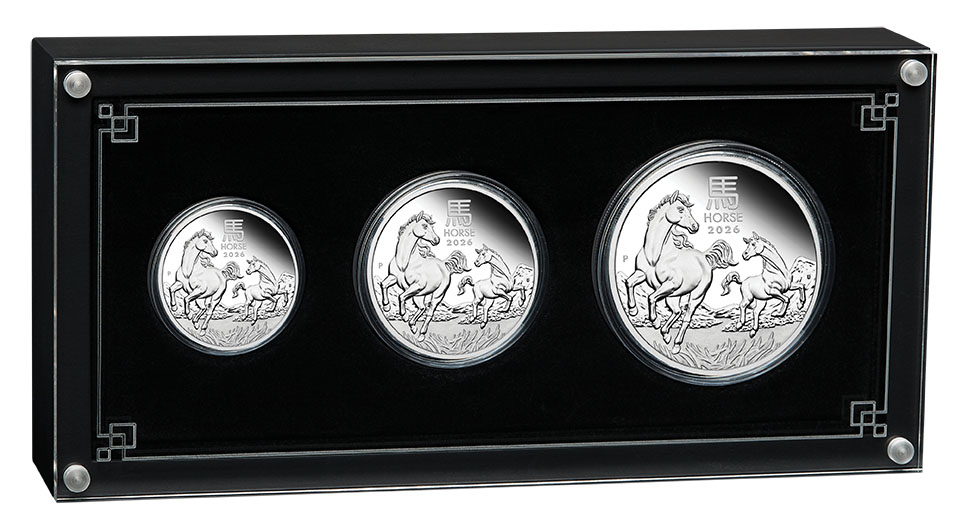 Lunar 3 Pferd 3 Coin Set Silber Proof 2026
