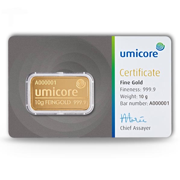 10 Gramm Umicore Goldbarren