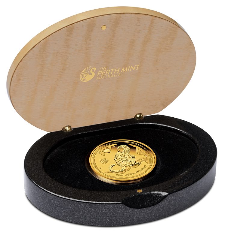 Sammlerbox Lunar Affe 2 Jahr 2016 für Goldmünze Proof