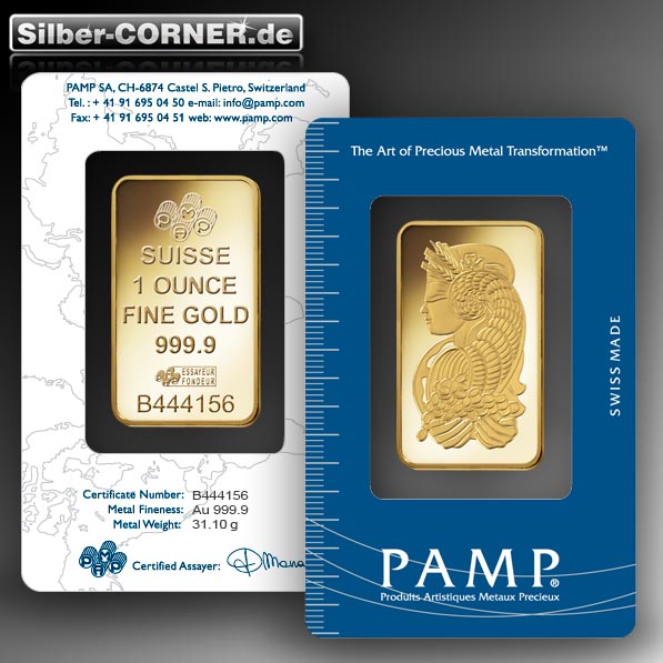 1 Oz Goldbarren Pamp Fortuna