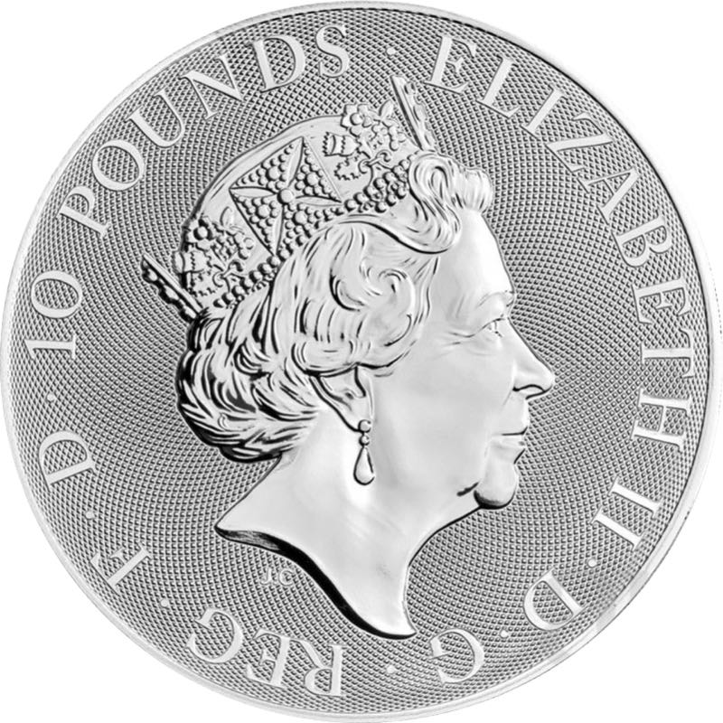 Britannia 10 Unzen Silbermünze 2021 Vorderseite Porträt Elizabeth II