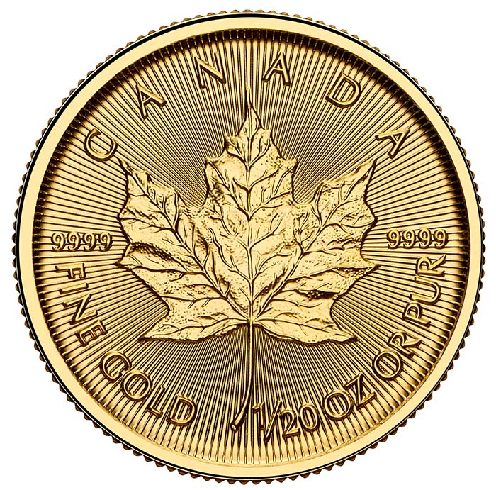 Maple Leaf 1/20 Unze Gold 2026 Revers Ahornblatt