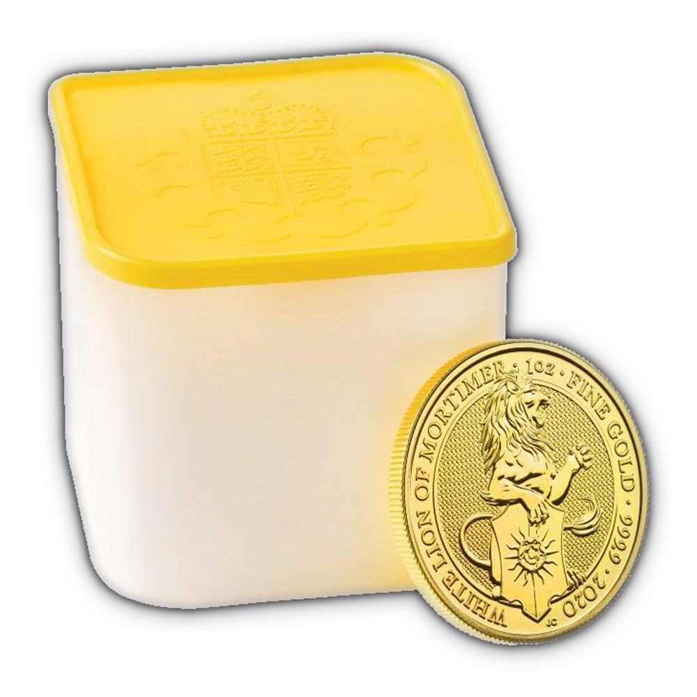 Münztube White Lion of Mortimer der Royal Mint