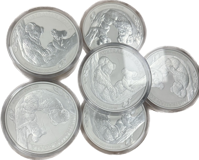 Australien Koala 1 KG Silber B-Ware Motivseite Patina