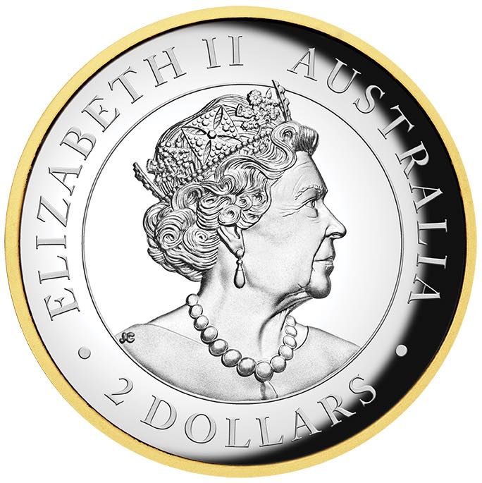 Kookaburra 2 Oz Silber vergoldet 2022 Avers High Relief