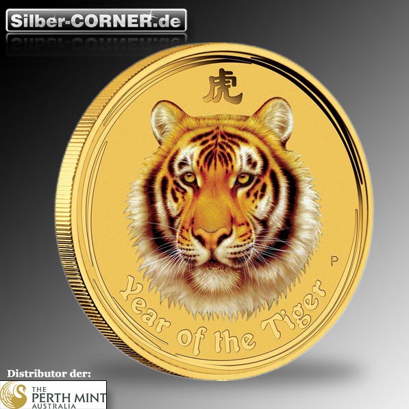 Moodshot Tiger 5 Dollar 1/20 oz Gold farbig 2010