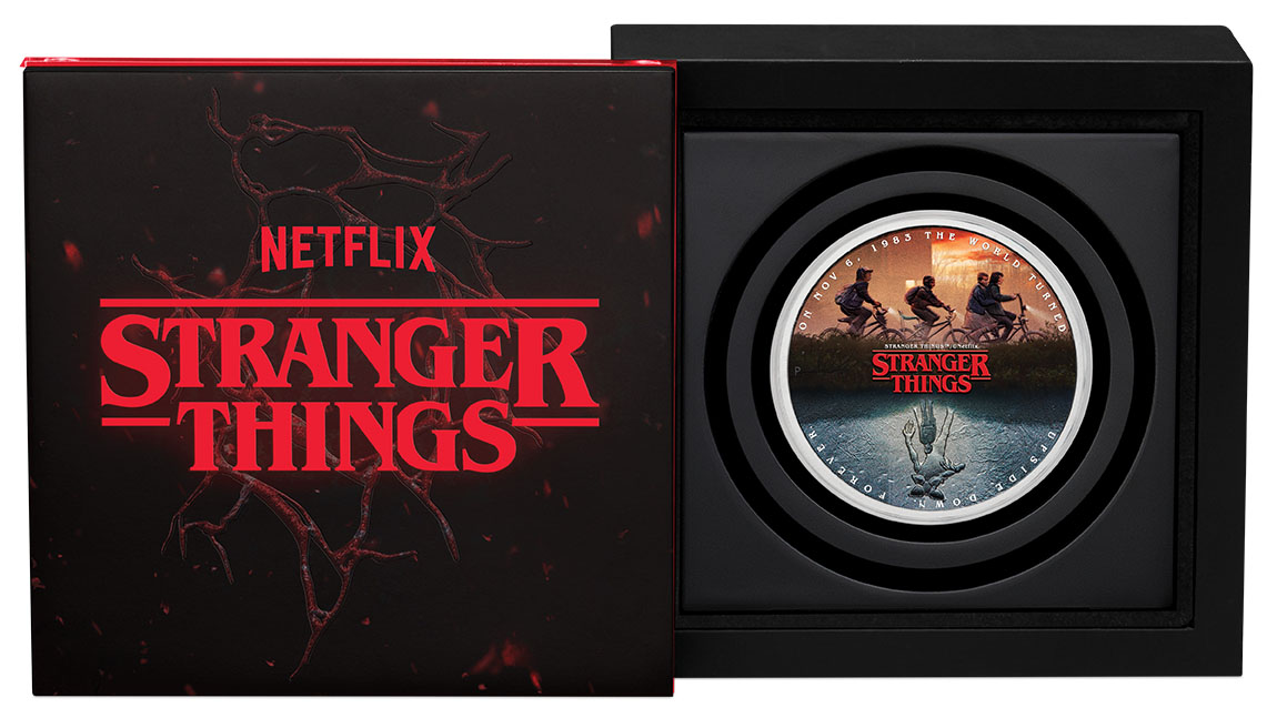 Stranger Things Sammlerbox Upside Down 1 Unze Silber 