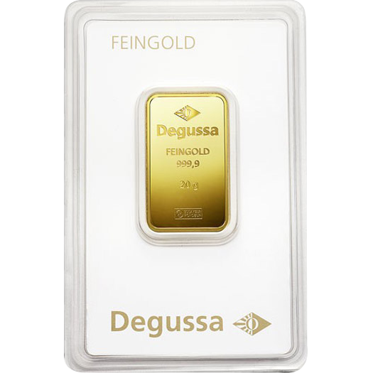 Degussa 20 Gramm Goldbarren aus Feingold 999.9 geprägt