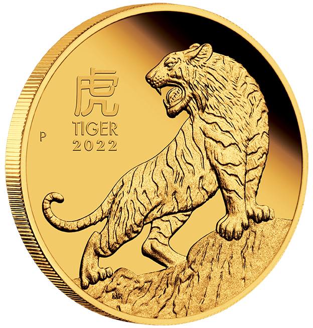 Lunar Tiger Proof Polierte Platte 1/10 Unze Gold 2022