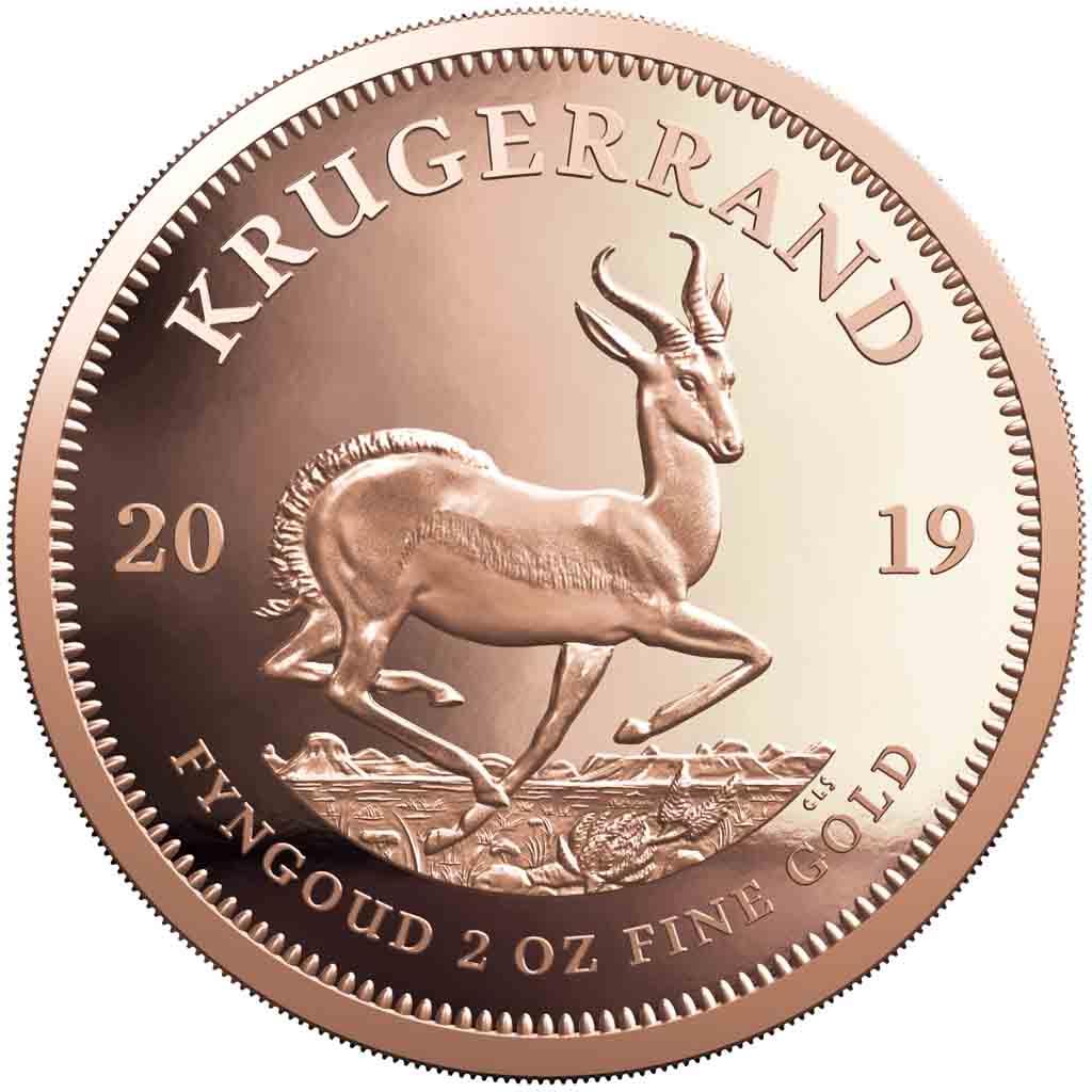 Vorderseite Krügerrand 2 Unzen Gold Polierte Platte 2019