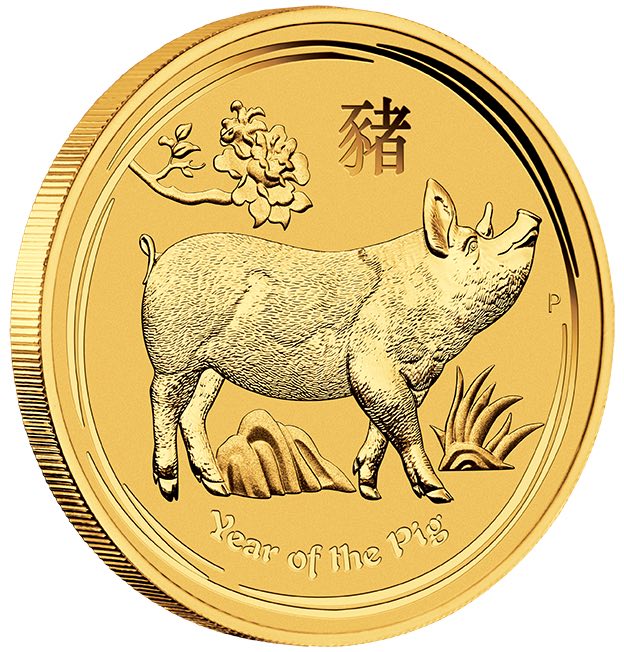 Lunar 2 Jahr des Schwein 1/10 Unze Gold 2019