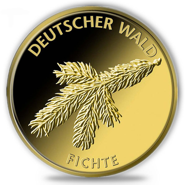 Deutscher Wald Fichte Goldmünze 1/8 Unze 2012