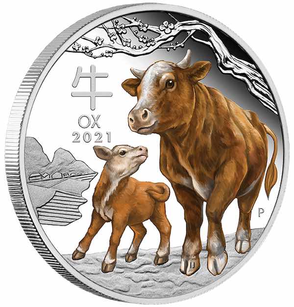 Lunar III - Ochse - 1 Oz Silber Proof farbig +Box +COA*