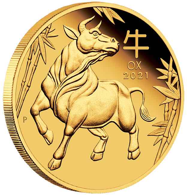 Lunar Ochse 1/10 Unze Goldmünze Polierte Platte