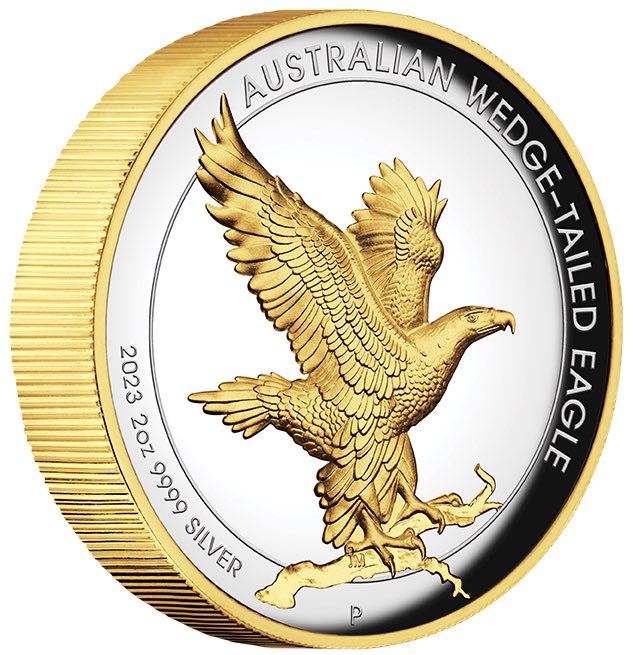 Wedge Tailed Eagle 2 Oz Silber High Relief Gilded 2023 + Box + COA*