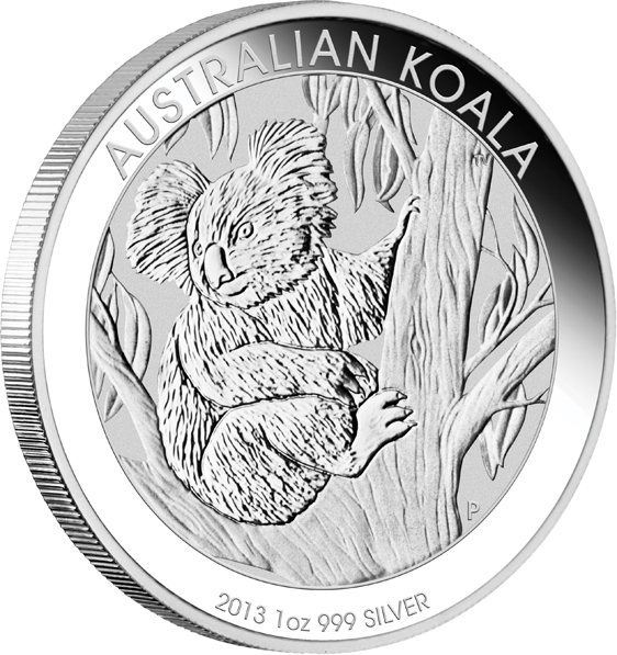 Australien Koala 1 Unze Silber 2013 Motivseite Koala auf Ast