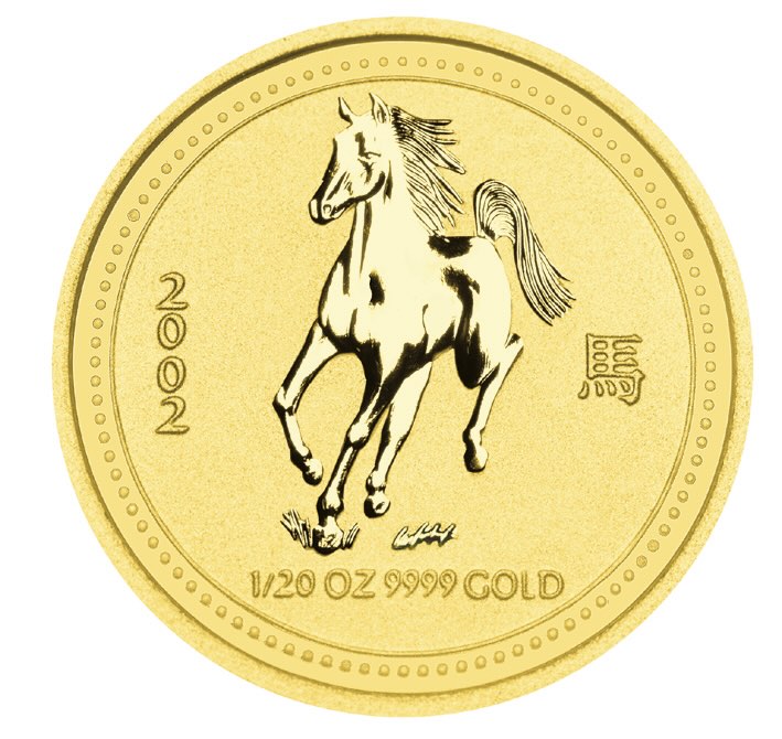 Lunar I Pferd 1/20 Unze Gold 2002 kaufen und verkaufen 