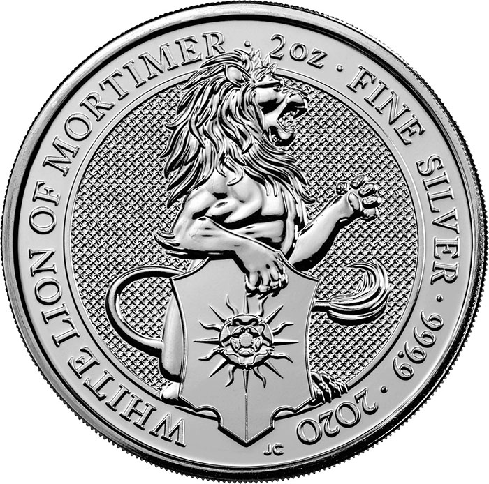 Queens Beasts White Lion of Mortimer 2 Unzen Silber 2020
