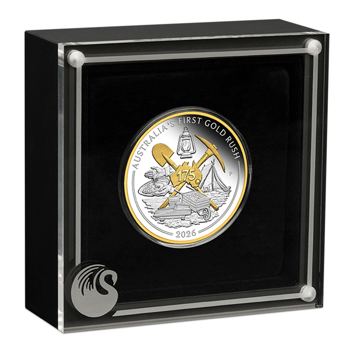 Sammlerbox 175 Jahre Gold Rush Silbermünze 2026