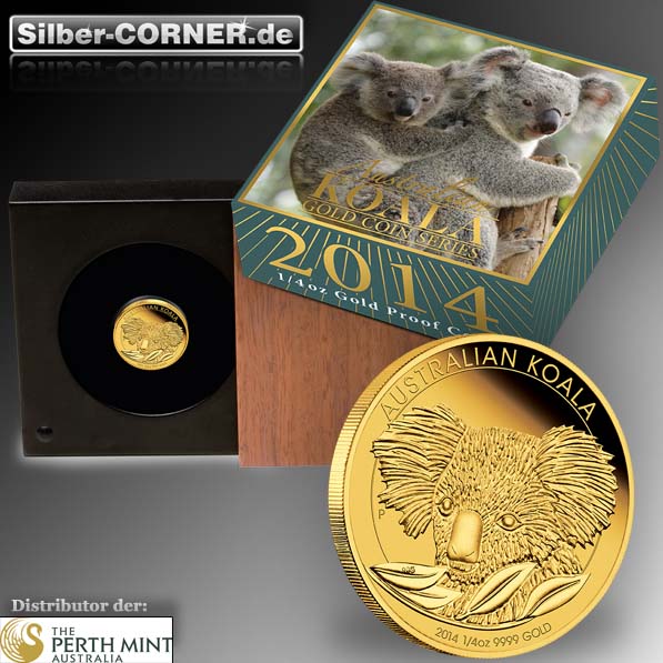 Koala 2014 1/4 Oz Gold Proof Coin + Box + CoA 2014