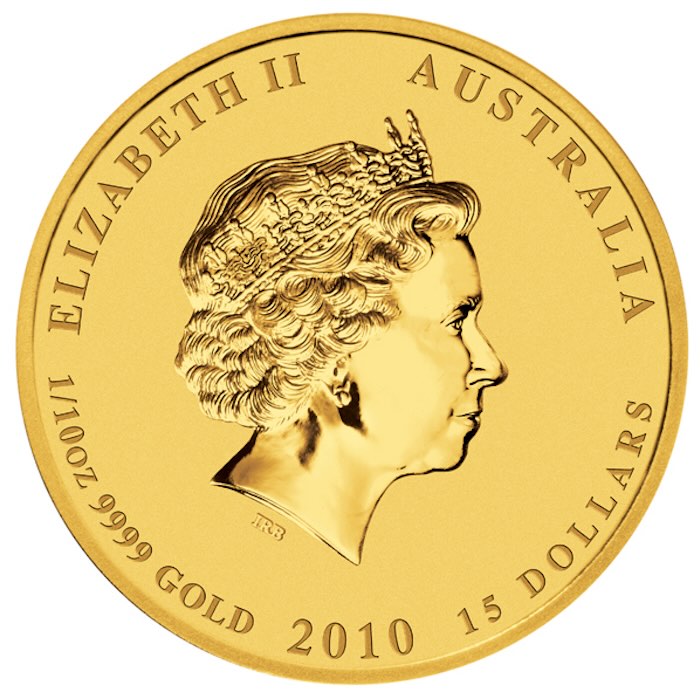 15 Dollar Tiger 2010 Goldmünze Perth Mint