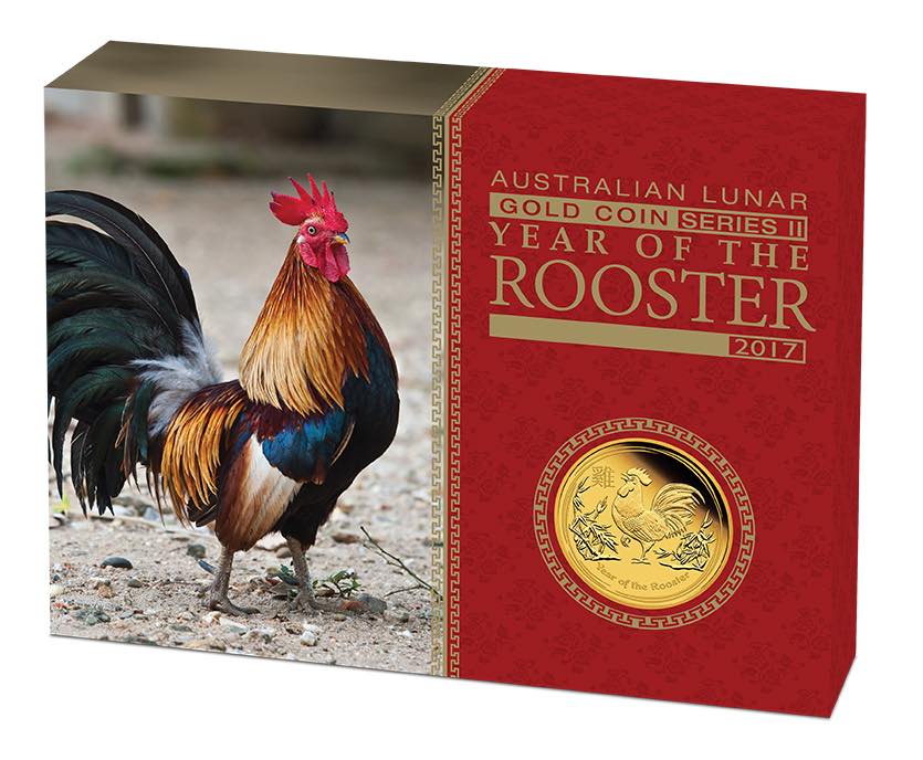 Umverpackung Lunar 2 Jahr des Hahn 1 Unze Gold