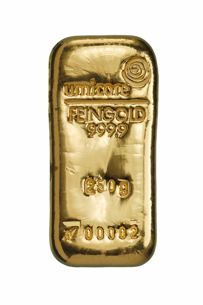 Umicore 250 Gramm Goldbarren kaufen & verkaufen