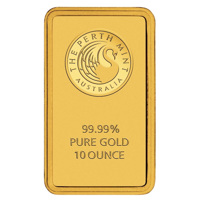 10 Oz Goldbarren Perth Mint Känguru Vorderseite ohne Verpackung