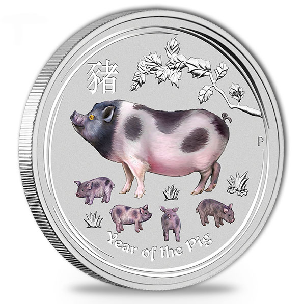 Lunar II - Schwein - 1 KG Silber Gemstone +Box +COA*