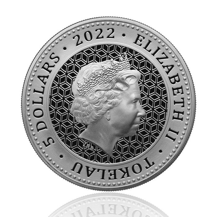 Bull & Bear Silbermünze 1 Unze 2022 Wertseite Queen Elizabeth II