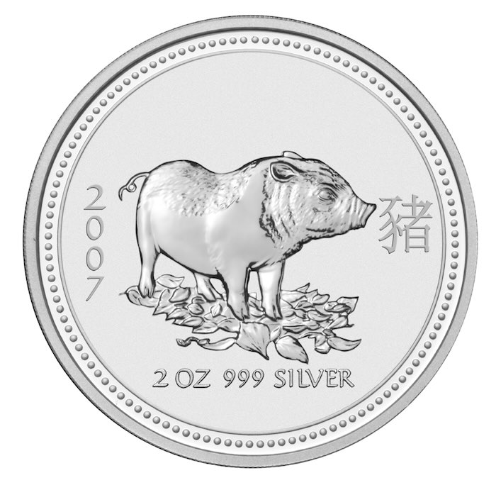 Lunar I Jahr des Schwein 2 Unzen Silber 2007