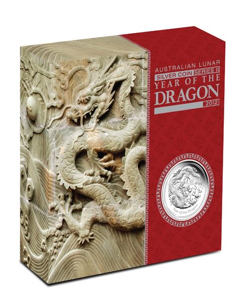 Umverpackung Lunar II Drache 1/2 Oz Silber Proof 2012