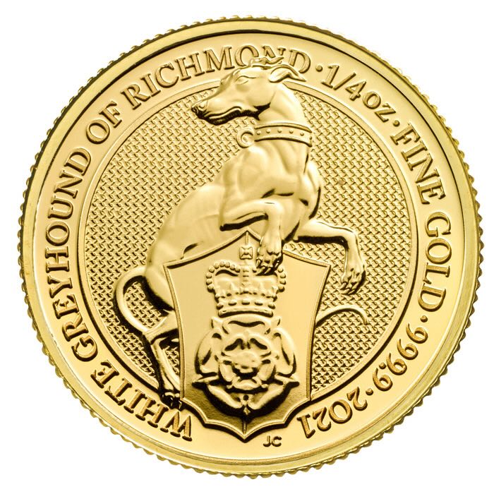 Queens Beasts White Greyhound of Richmond 1/4 Oz Gold 2021