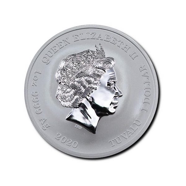 Gods of Olympus Zeus 1 Unze Silber 2020 Wertseite