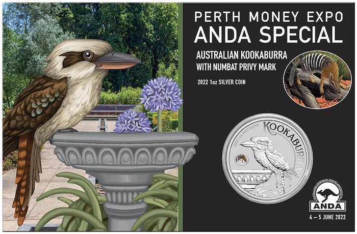 Perth Expo - Kookaburra Numbat Privy 1 Oz Silber 2022 im Blister *
