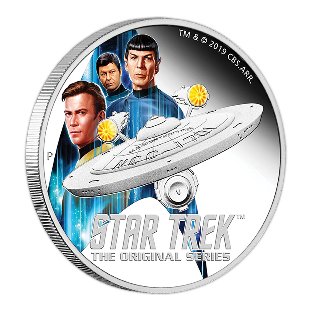 Star Trek USS Enterprise + Crew 2 Oz Silber Proof 2019 +Box +COA*