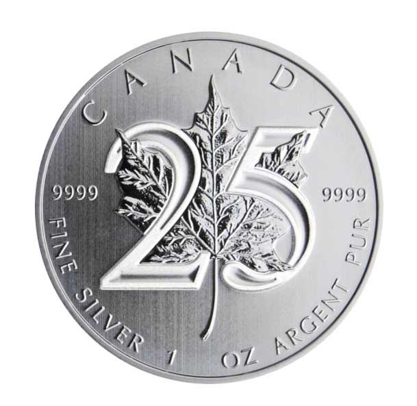 Maple Leaf 25 Jahre Jubiläum 2013 1 oz Silber Motiv