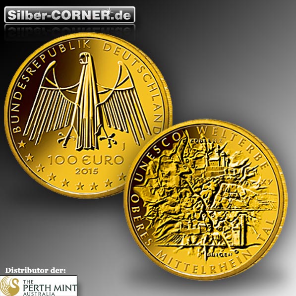 100 Euro Goldmünze Oberes Mittelrheintal 2015