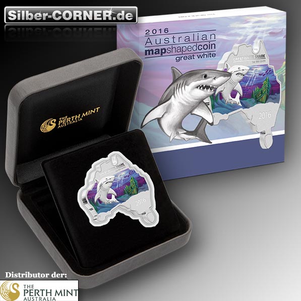 Map Shaped Serie Weisser Hai mit Box und Verpackung