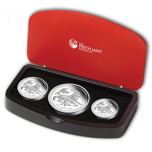Lunar II Jahr des Hund 3 Coin Set Silber Proof 2018