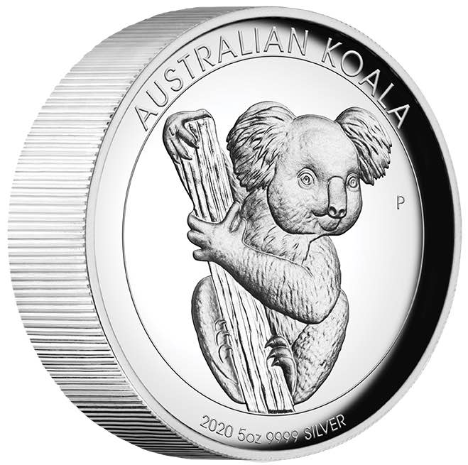Koala 5 Unzen Silbermünze 2020 high relief