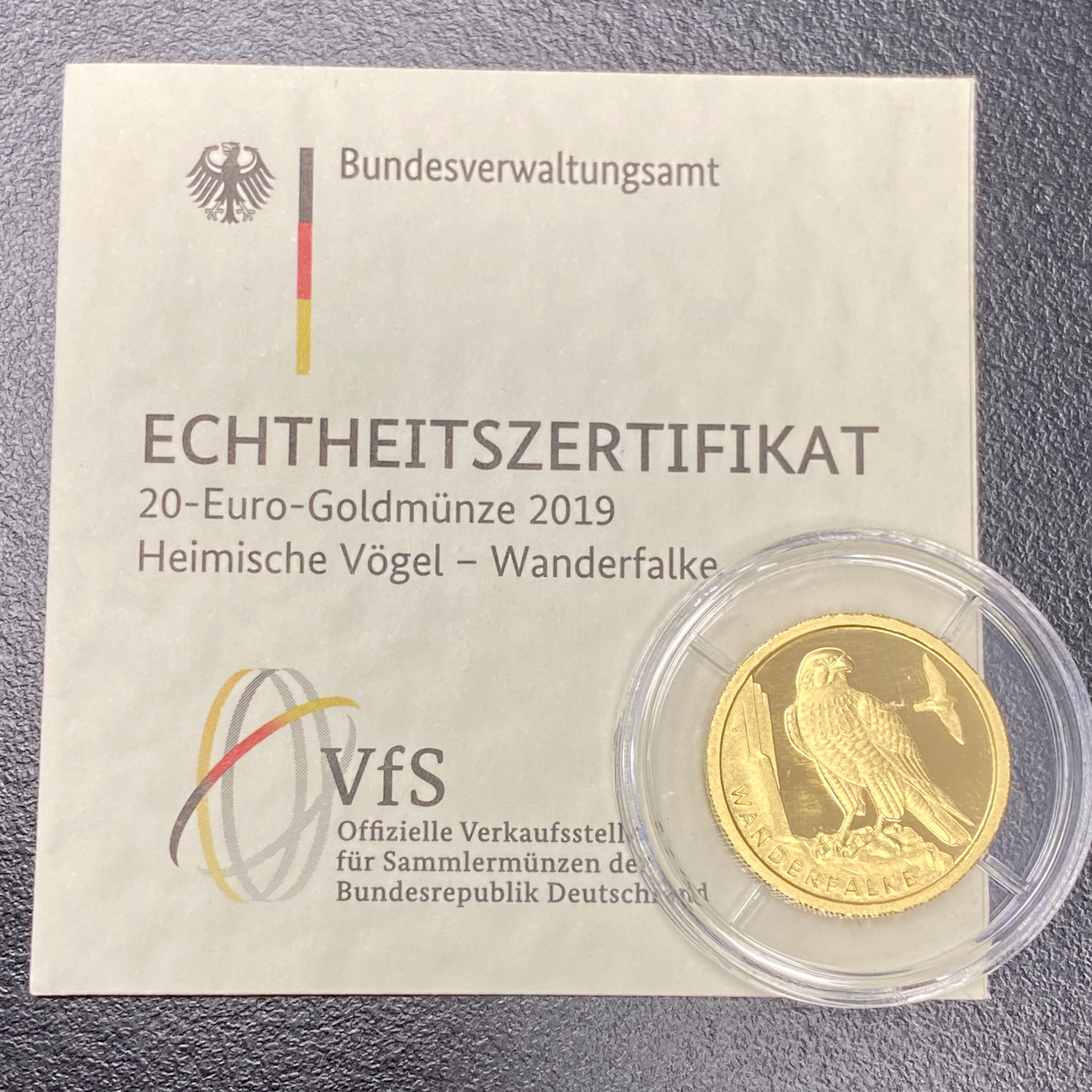 Wanderfalke 1/8 Unze Gold 2019