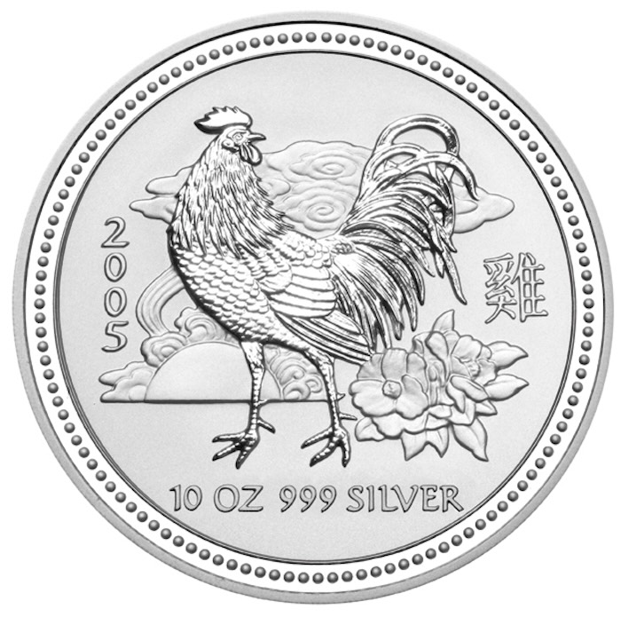 Lunar I Hahn 2005 10 Oz Silber – Motivseite