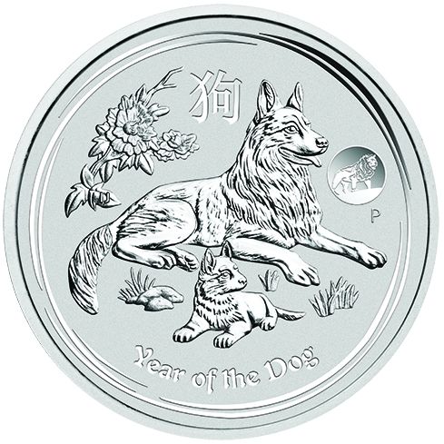 Lunar Hund 1 Unze Silbermünze Privy Mark 2018
